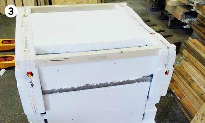 oven wrapped in styrofoam