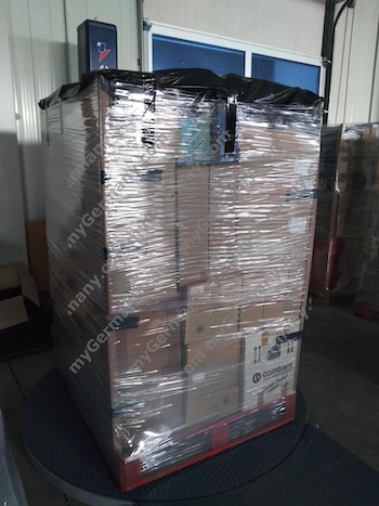 Lego packed and foiled in pallets
