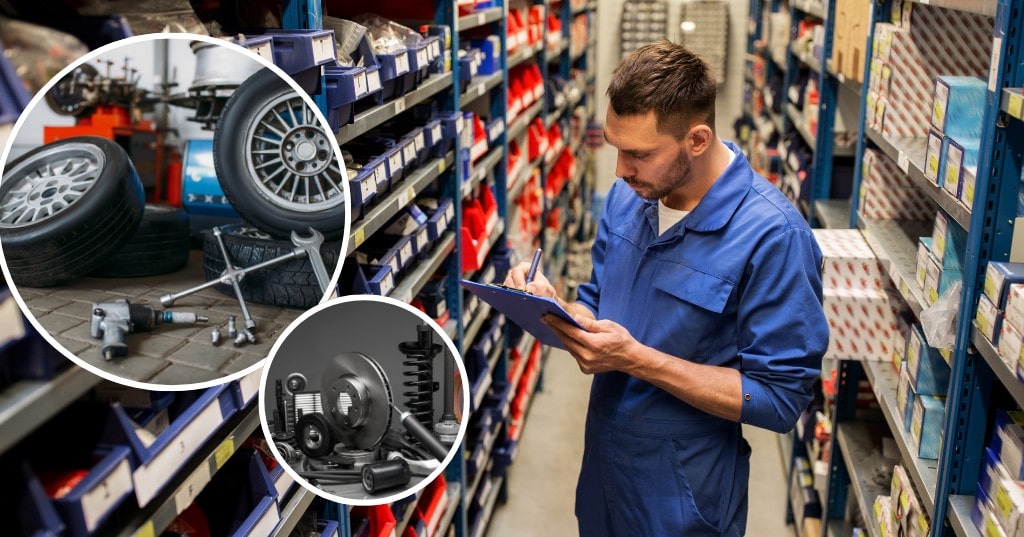 A man browsing for spare parts in a German luxury car showroom